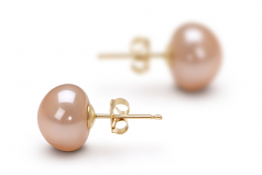 Rose 9-10mm AAA-qualité perles d'eau douce-Boucles d'oreilles en perles