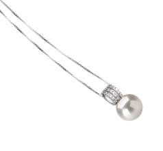 Colette Blanc 12-13mm AA+-qualité perles d'eau douce - Edison 925/1000 Argent-pendentif en perles