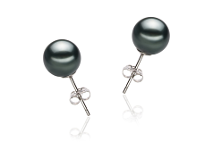 Noir 8-9mm AA-qualité de Tahiti-Boucles d'oreilles en perles