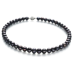 Noir 10-11mm AA-qualité perles d'eau douce -Collier de perles