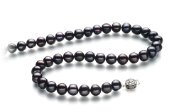 Noir 10-11mm AA-qualité perles d'eau douce -Collier de perles