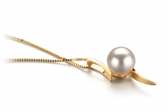 Lanella Blanc 6-7mm AA-qualité Akoya du Japon 585/1000 Or Jaune-pendentif en perles