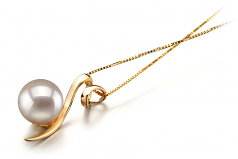 Dionne Blanc 8-9mm AA-qualité Akoya du Japon 585/1000 Or Jaune-pendentif en perles