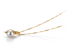 Dinah Blanc 6-7mm AAA-qualité Akoya du Japon 585/1000 Or Jaune-pendentif en perles