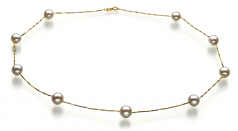 Gobelet en étain Blanc 7-8mm AAA-qualité Akoya du Japon 585/1000 Or Jaune-Collier de perles