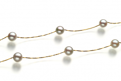 Gobelet en étain Blanc 7-8mm AAA-qualité Akoya du Japon 585/1000 Or Jaune-Collier de perles