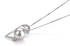 Carline Blanc 7-8mm AAA-qualité Akoya du Japon 585/1000 Or Blanc-pendentif en perles