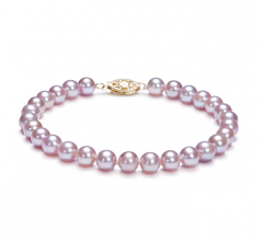 Lavande 6-6.5mm AA-qualité perles d'eau douce Rempli D'or-Bracelet de perles