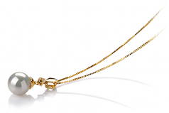 Géorgie Blanc 7-8mm AAA-qualité Akoya du Japon 585/1000 Or Jaune-pendentif en perles