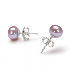 Lavande 6-7mm AA-qualité perles d'eau douce-Boucles d'oreilles en perles
