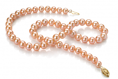 Rose 6-7mm AA-qualité perles d'eau douce Rempli D'or-Collier de perles