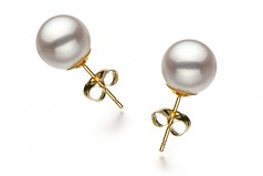 Blanc 8.5-9mm Hanadama - AAAA-qualité Akoya du Japon-Boucles d'oreilles en perles