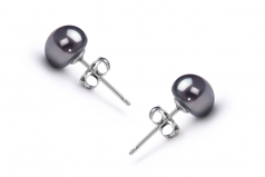 Noir 6-7mm AAA-qualité perles d'eau douce-Boucles d'oreilles en perles