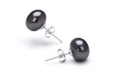 Noir 7-8mm AAA-qualité perles d'eau douce-Boucles d'oreilles en perles