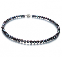 Bliss Noir 6-7mm A-qualité perles d'eau douce 925/1000 Argent-Collier de perles