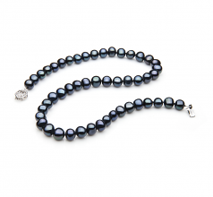 Unique Noir 7-8mm A-qualité perles d'eau douce 925/1000 Argent-Collier de perles