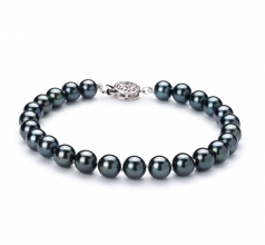 Noir 6.5-7mm AA-qualité Akoya du Japon 925/1000 Argent-Bracelet de perles