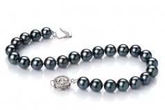Noir 6.5-7mm AA-qualité Akoya du Japon 925/1000 Argent-Bracelet de perles