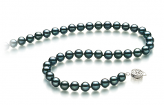 Noir 6.5-7mm AA-qualité Akoya du Japon 925/1000 Argent-Collier de perles