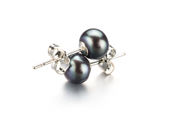 Noir 6-7mm AA-qualité perles d'eau douce-Boucles d'oreilles en perles