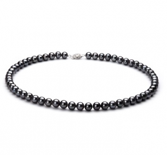 Noir 6-7mm AA-qualité perles d'eau douce 925/1000 Argent-Collier de perles