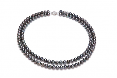 Alexandra Noir 6-7mm AA-qualité perles d'eau douce 925/1000 Argent-Collier de perles