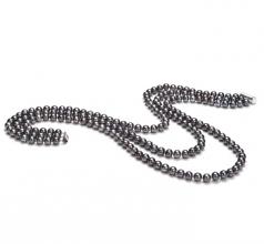 Aline Noir 6-7mm AA-qualité perles d'eau douce -Collier de perles
