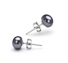 Noir 6-7mm AA-qualité perles d'eau douce 925/1000 Argent-un set en perles