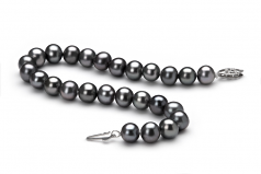 Noir 6-7mm AA-qualité perles d'eau douce 925/1000 Argent-Bracelet de perles