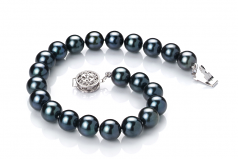 Noir 7.5-8mm AA-qualité Akoya du Japon 925/1000 Argent-Bracelet de perles