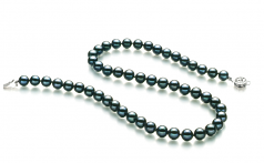 Noir 7.5-8mm AA-qualité Akoya du Japon 925/1000 Argent-Collier de perles