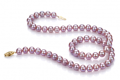 Lavande 6-6.5mm AA-qualité perles d'eau douce Rempli D'or-Collier de perles