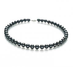 Noir 8.5-9mm AA-qualité perles d'eau douce 925/1000 Argent-Collier de perles