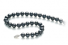 Noir 8.5-9mm AA-qualité perles d'eau douce 925/1000 Argent-Collier de perles