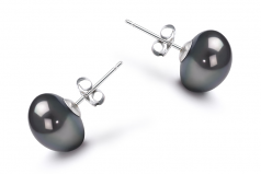 Noir 9-10mm AA-qualité perles d'eau douce-Boucles d'oreilles en perles