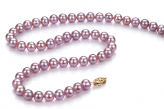 Lavande 6-6.5mm AA-qualité perles d'eau douce Rempli D'or-Collier de perles