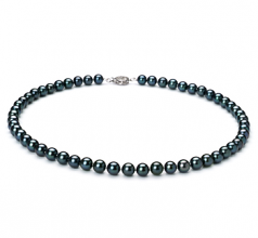 Noir 6.5-7mm AAA-qualité Akoya du Japon 925/1000 Argent-Collier de perles