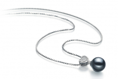 Randy Noir 7-8mm AAAA-qualité perles d'eau douce 925/1000 Argent-pendentif en perles