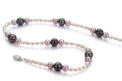 Ida Multicolore 3-8mm A-qualité perles d'eau douce 925/1000 Argent-Collier de perles