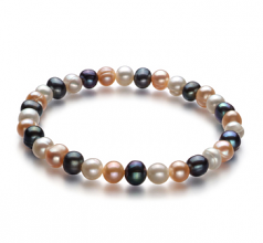 Bonheur Multicolore 6-7mm A-qualité perles d'eau douce -Bracelet de perles