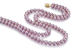 Vanessa Lavande 6-6.5mm AA-qualité perles d'eau douce Rempli D'or-Collier de perles