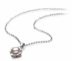 Vera Lavande 6-7mm AA-qualité perles d'eau douce Blanc Bronze-pendentif en perles
