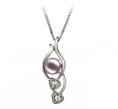 Eudora Lavande 7-8mm AA-qualité perles d'eau douce Blanc Bronze-pendentif en perles