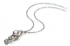 Eudora Lavande 7-8mm AA-qualité perles d'eau douce Blanc Bronze-pendentif en perles