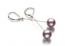 Amy Lavande 8-9mm AA-qualité perles d'eau douce 925/1000 Argent-Boucles d'oreilles en perles