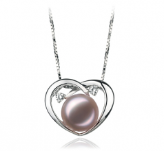 Katie Coeur Lavande 9-10mm AA-qualité perles d'eau douce 925/1000 Argent-pendentif en perles