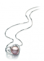 Katie Coeur Lavande 9-10mm AA-qualité perles d'eau douce 925/1000 Argent-pendentif en perles