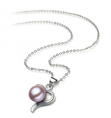 Leeza Lavande 9-10mm AA-qualité perles d'eau douce Blanc Bronze-pendentif en perles