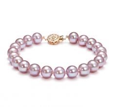 Lavande 8.5-9.5mm AAA-qualité perles d'eau douce Rempli D'or-Bracelet de perles