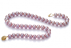 Lavande 8.5-9.5mm AAA-qualité perles d'eau douce Rempli D'or-Collier de perles